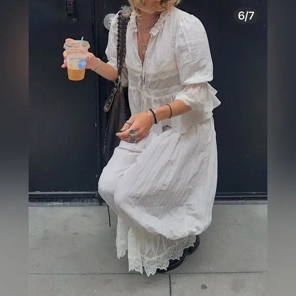 NWT FREE PEOPLE INTIMATELY Forever Young Bed Jacket | White Alyssum - Picture 15 of 16